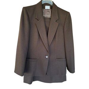 Vintage Women's Suit Blazer Skirt Set Koret USA Union Size 10/14 Brown Career